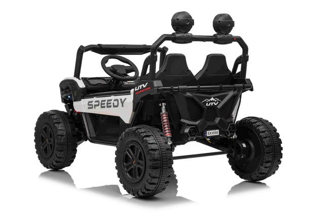 Electric Ride-on car T-REX Ride 4x4 Two-seater 24V, white, MP3 Player with USB/AUX input, 4x4 drive,