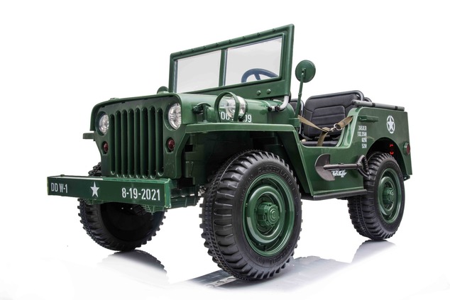 Electric ride-on USA ARMY-car, Green, 4X4,Three-seated, MP3 Player with USB / SD input, All wheel su