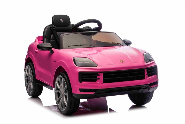Auto elettrica per bambini Porsche Cayenne 12V con trazione posteriore - con licenza (1 posto), rosa
