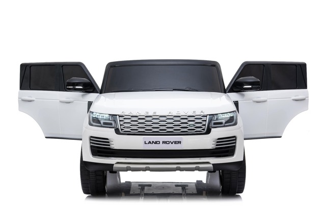 Electric Ride-On Range Rover, White, Double Leather Seat, LCD Display with USB Input, 4x4 Drive, 2x