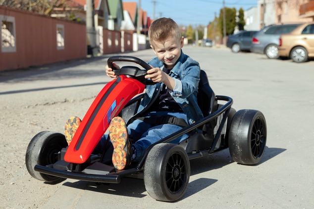 Drift Kart DRIFT-CAR 24V, White, Smooth Drift wheels, 2 x 350W Motor, Drift mode at 13 Km / h, 24V B