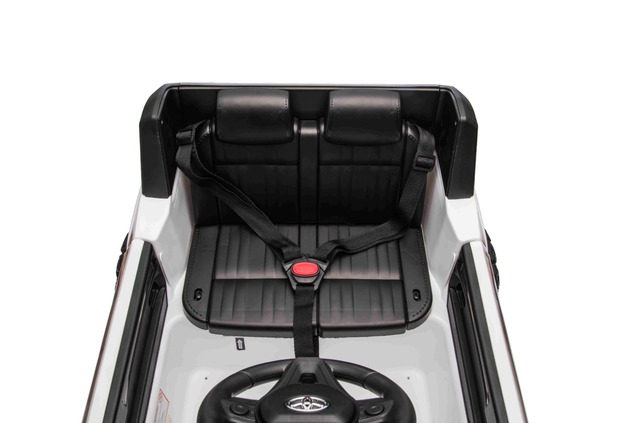 Electric ride-on car Toyota Landcruiser 12V, white, wide single seat, 2.4 GHz remote control, USB / 