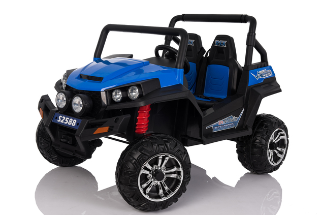 Electric Ride-On Toy Car RSX Blue - 2.4Ghz, 2x12V, 4 X MOTOR, remote control, two-seats in leather, 