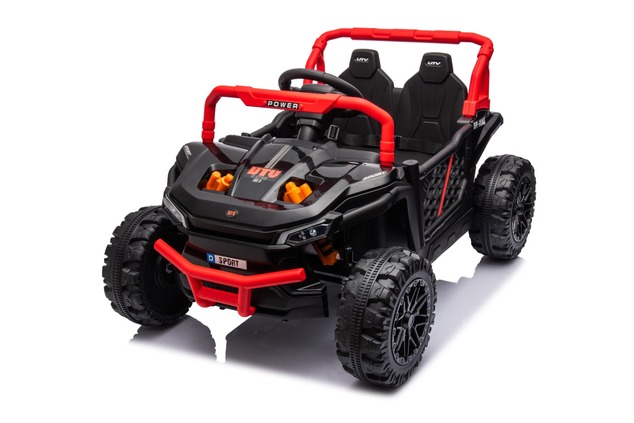Electric ride-on car UTV Small 12V, black, Rear wheel drive, 12V battery, Plastic wheels, Wide doubl
