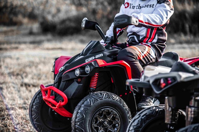 Can-am Renegade electric Ride-on quad, green, single seater, front and rear suspension, LED lights, 
