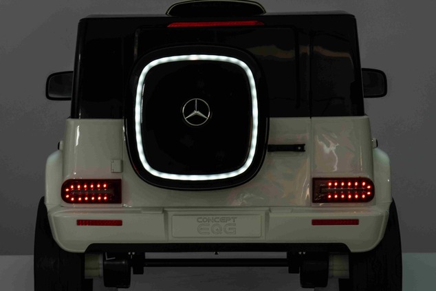 Electric Ride-on car Mercedes-Benz EQG 12V, white, LED underlighted body parts, Functional front and