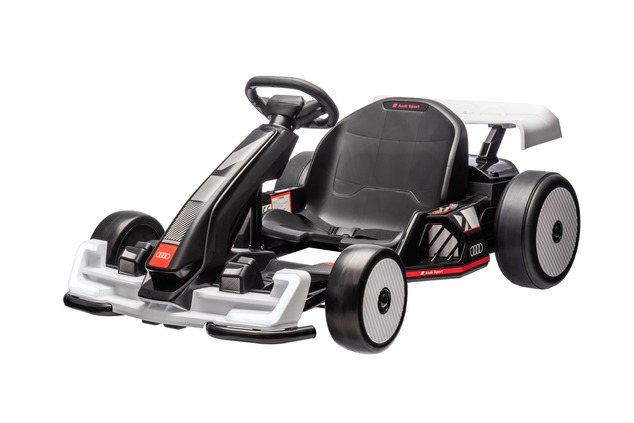 Licensed ride-on Drift Kart AUDI 24V, white, LED lights, 2 x 150W Motor, Drift mode with a speed of 