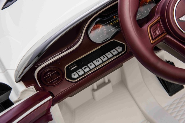 Electric Ride-on car Bentley Bacalar 12V, white, Doors opening upwards, 2.4 GHz remote control, LED 
