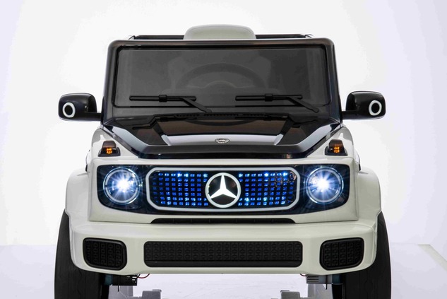 Electric Ride-on car Mercedes-Benz EQG 12V, white, LED underlighted body parts, Functional front and