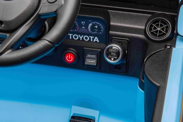 Electric ride-on car Toyota Landcruiser 12V, blue, wide single seat, 2.4 GHz remote control, USB / A