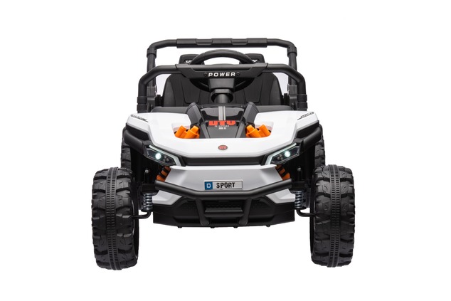 Electric ride-on car UTV Small 12V, white, Rear wheel drive, 12V battery, Plastic wheels, Wide doubl