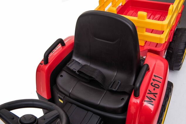 Electric Tractor WORKERS with trailer, red, Rear wheel drive, Lithium Battery, Plastic wheels, wide 
