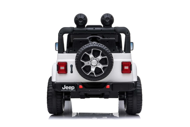 Electric Ride-On JEEP Wrangler, White, Double Leather Seat, Radio with Bluetooth and USB Input, 4x4 