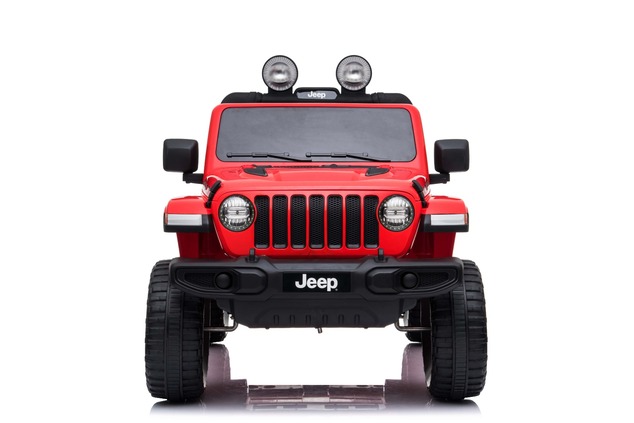 Electric Ride-On JEEP Wrangler, Red, Double Leather Seat, Radio with Bluetooth and USB Input, 4x4 Dr