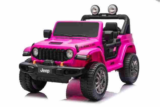 JEEP Wrangler elektrické autíčko pro děti, Růžová, Dvoumístné kožené sedadlo, Rádio s Bluetooth a USB vstupem, 4x4 | D