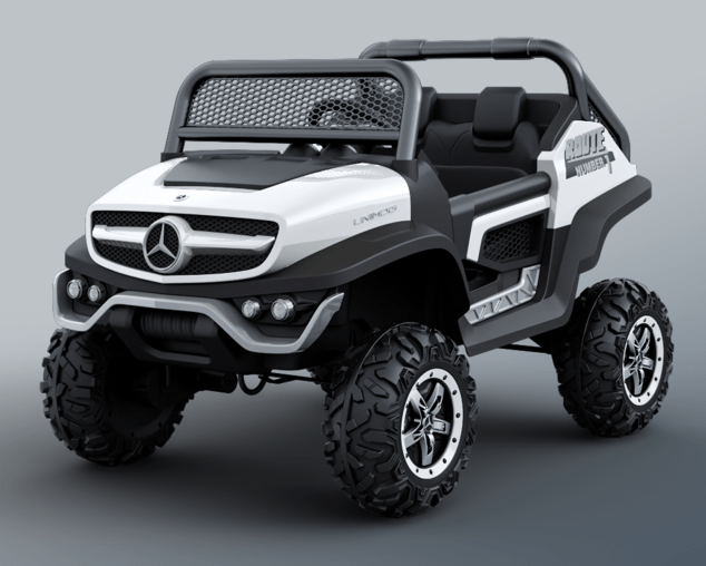Electric Ride-On Toy Car Mercedes-Benz UNIMOG - White, 2.4Ghz Remote controller, 4 X 4, two-seats, S