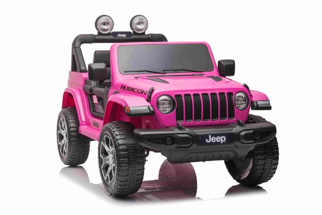 Electric Ride-On JEEP Wrangler, Pink, Double Leather Seat, Radio with Bluetooth and USB Input, 4x4 D