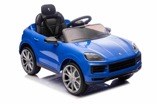 Auto elettrica per bambini Porsche Cayenne 12V con trazione posteriore - con licenza (1 posto), blu,