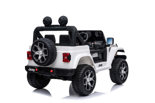 Electric Ride-On JEEP Wrangler, White, Double Leather Seat, Radio with Bluetooth and USB Input, 4x4 