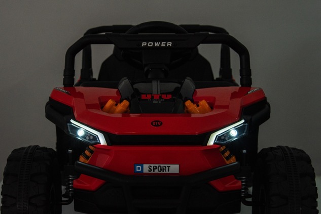 Electric ride-on car UTV Small 12V, red, Rear wheel drive, 12V battery, Plastic wheels, Wide double 