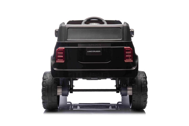 Electric ride-on car Toyota Landcruiser 12V, black, wide single seat, 2.4 GHz remote control, USB / 