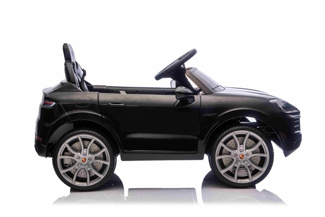 Auto elettrica per bambini Porsche Cayenne 12V con trazione posteriore - con licenza (1 posto), nero