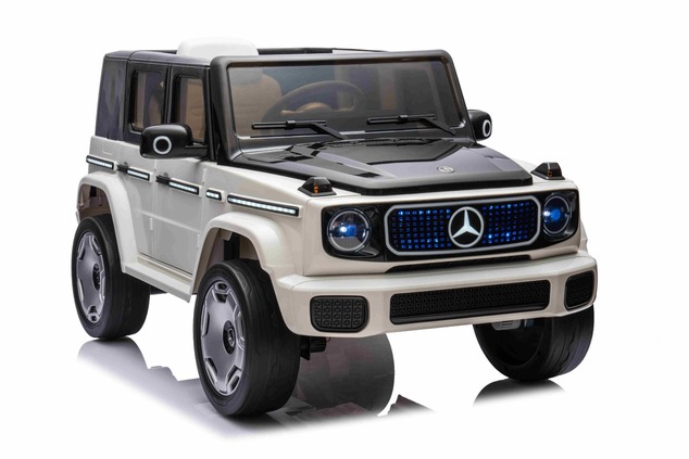Electric Ride-on car Mercedes-Benz EQG 12V, white, LED underlighted body parts, Functional front and