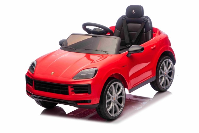 Auto elettrica per bambini Porsche Cayenne 12V con trazione posteriore - con licenza (1 posto), ross
