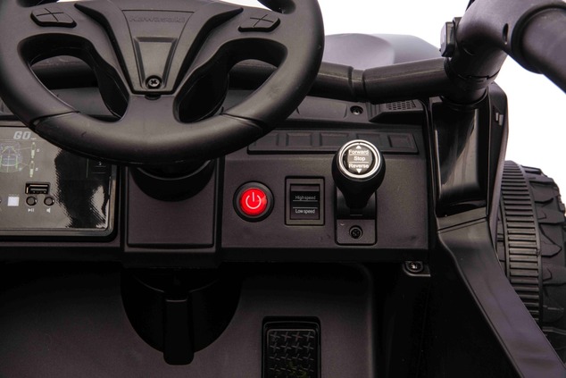 Electric Ride-on car Kawasaki TERYX KRX 1000 12V, black, single seat, rear axle suspension, 2.4 Ghz 