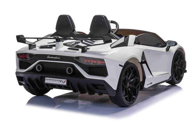 Electric Ride on Car Lamborghini Aventador 12V for two users, White, Vertical opening doors, 2 x 12V