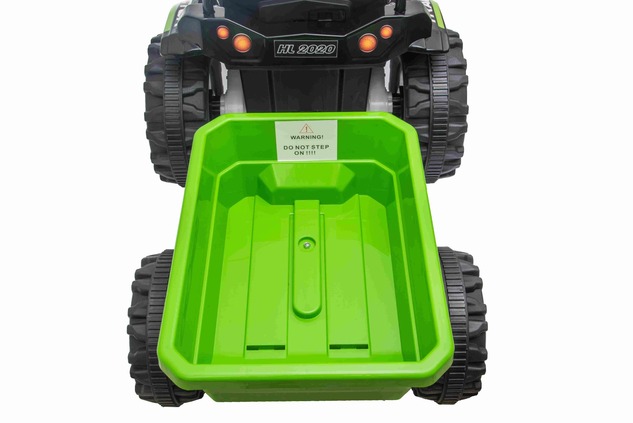 Electric Tractor POWER with trailer, green, Rear wheel drive, 12V battery, Plastic wheels, wide seat