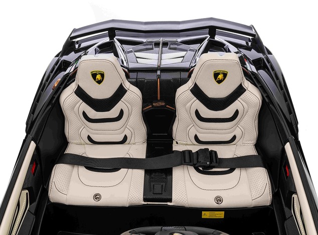 Electric Ride-on car Lamborghini Sian 4X4, black, 12V, 2.4 GHz remote control, USB / AUX Input, Blue