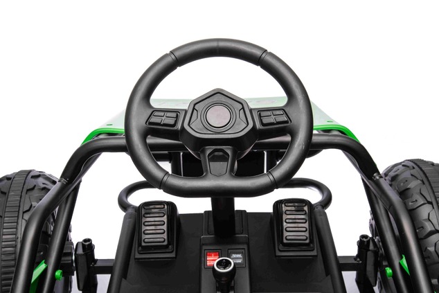 Electric Ride-on SPORT-CART 24V, green, Soft EVA wheels, Leatherette seat, 2 x 50W Motor, 24V Batter