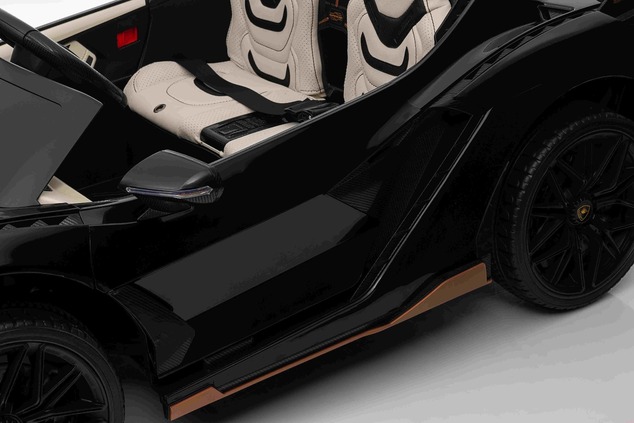 Electric Ride-on car Lamborghini Sian 4X4, black, 12V, 2.4 GHz remote control, USB / AUX Input, Blue