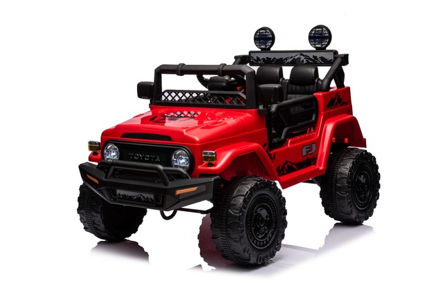 Toyota FJ Cruiser elektrické autíčko pre deti s pohonom zadných kolies, Červená, 12V akumulátor, vysoký podvozok, široké sedadlo
