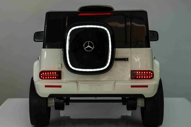 Electric Ride-on car Mercedes-Benz EQG 12V, white, LED underlighted body parts, Functional front and