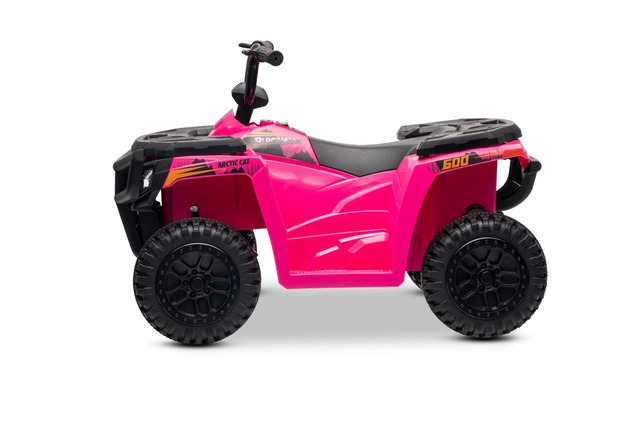 Licensed electric Ride-on quad Arctic Cat 12V with rear wheel drive, pink, LED lights, Lithium batte