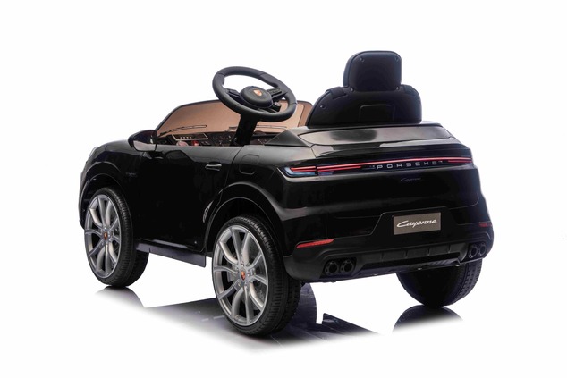 Auto elettrica per bambini Porsche Cayenne 12V con trazione posteriore - con licenza (1 posto), nero