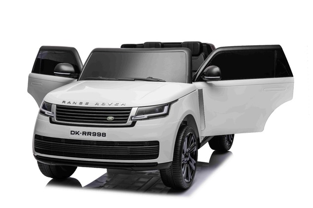 Electric Ride-on car Range Rover Model 2023, Two Seater, White, Leatherette Seats, Radio with USB In