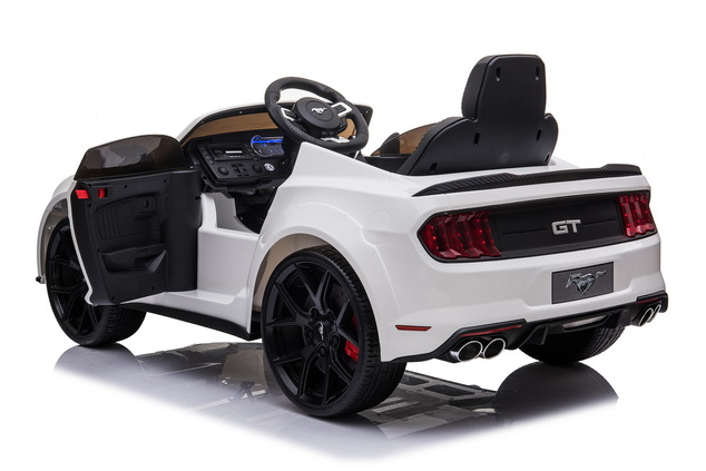 Electric ride-on car Ford Mustang 24V, white, Soft EVA wheels, 2 x 16000 rpm Engines, Underlightened