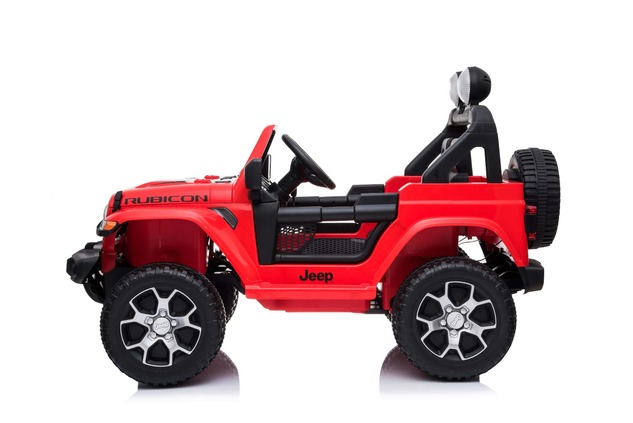 Electric Ride-On JEEP Wrangler, Red, Double Leather Seat, Radio with Bluetooth and USB Input, 4x4 Dr