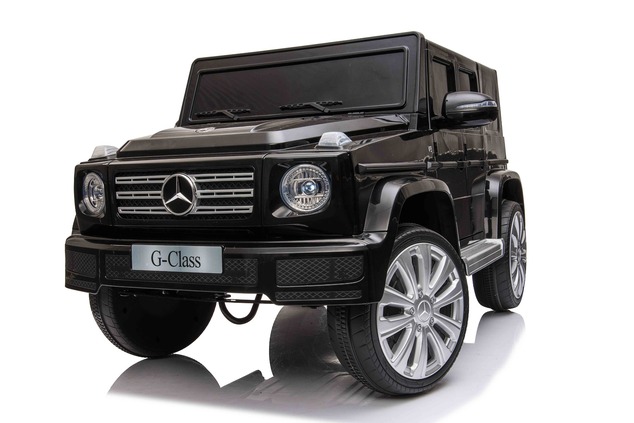 Electric Ride-on car Mercedes G500 12V, black, 2.4 GHz remote control, USB / SD Input, Rear suspensi
