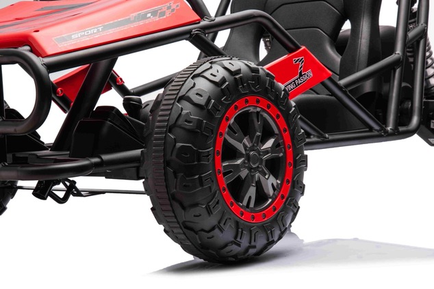 Electric Ride-on SPORT-CART 24V, red, Soft EVA wheels, Leatherette seat, 2 x 50W Motor, 24V Battery,