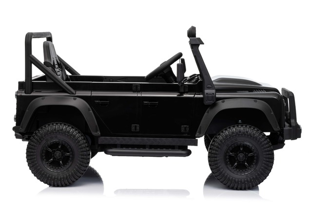 Electric Ride-on car Land Rover Defender 110 SVX 12V, black, 4X4 drive, LED lights, front and rear w