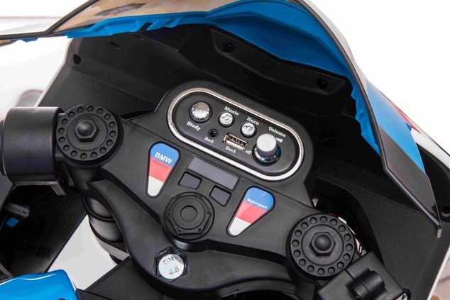 Electric Motorbike BMW HP4 RACE 12V, Licensed, blue, 12V battery, EVA soft wheels, 2 x 35W Engines, 