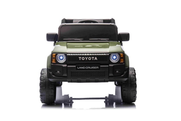 Electric ride-on car Toyota Landcruiser 12V, military green, wide single seat, 2.4 GHz remote contro