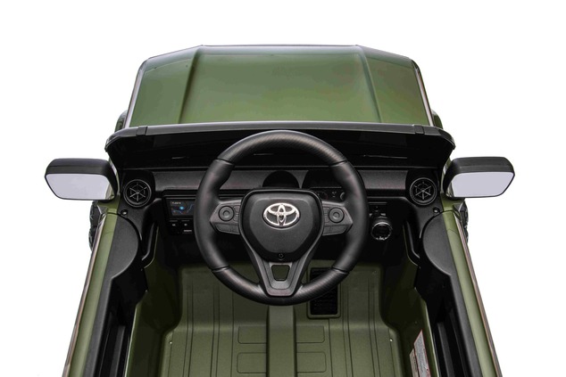 Electric ride-on car Toyota Landcruiser 12V, military green, wide single seat, 2.4 GHz remote contro