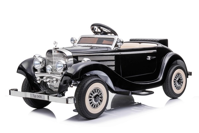 Electric Ride-On Toy Car Mercedes-Benz 540K, Black, Local parental control by Steering wheel, 2.4Ghz