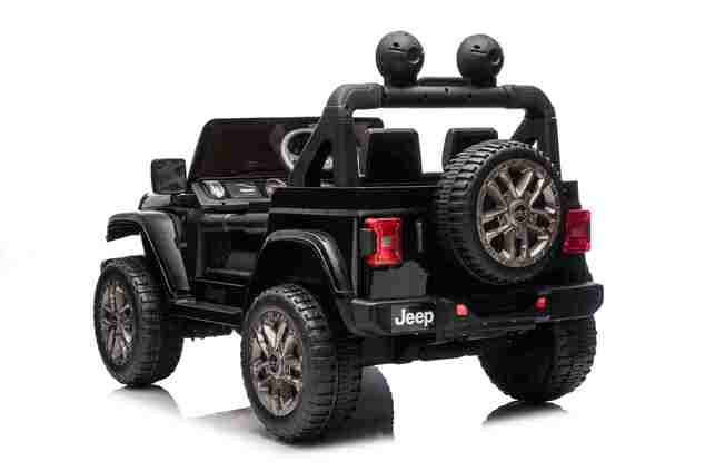 Jeep per bambini 4x4, Nero, sedile in ecopelle a due posti, radio con Bluetooth e ingresso USB