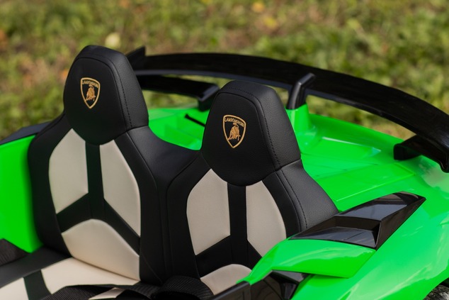 Electric Ride on Car Lamborghini Aventador 24V for two users, Green Paint, MP4 Player, PU Seats, Ver